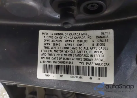 2018 Honda Civic Lx z USA, uszkodzony, nr VIN 2HGFC2F56JH594544